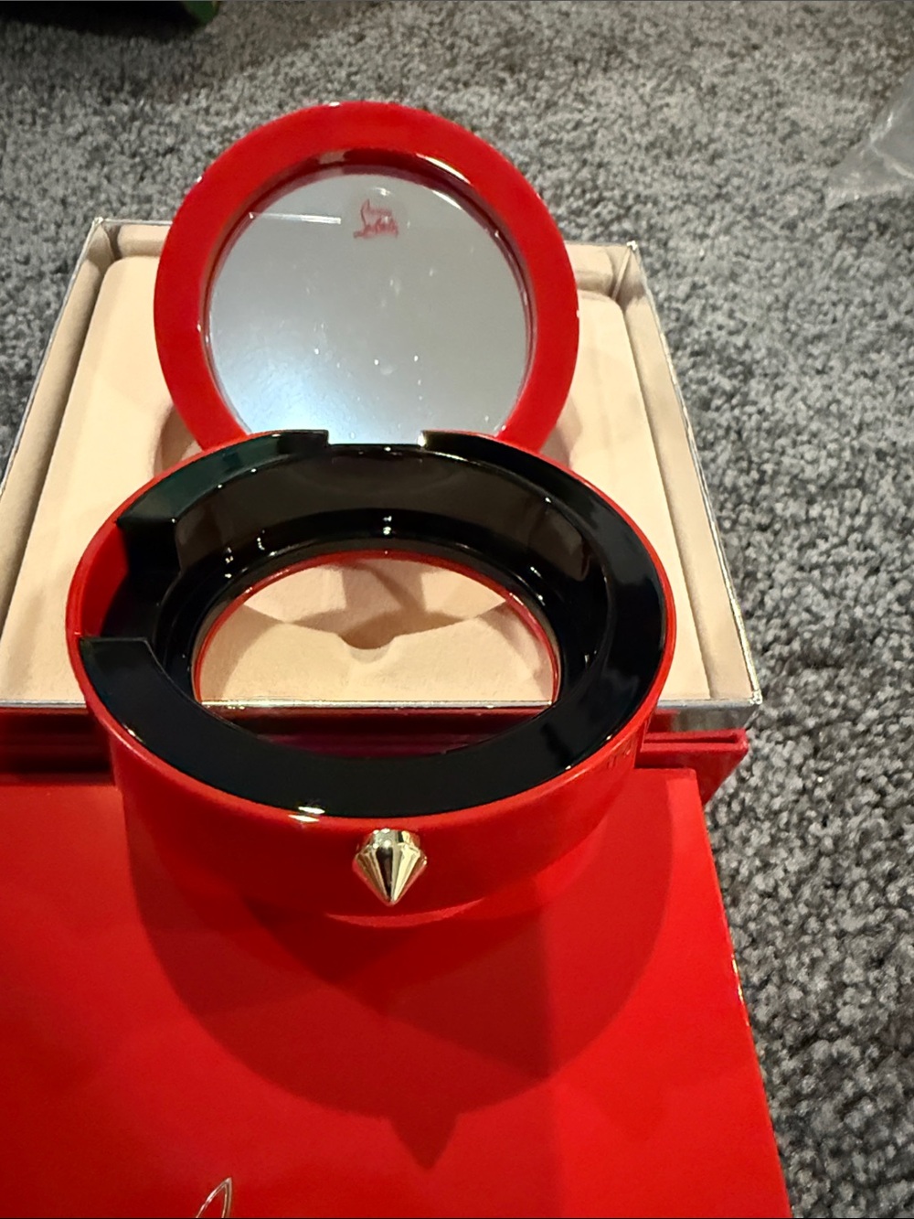 Christian Louboutin Red and Gold Compact Mirror - Picture 2 of 5